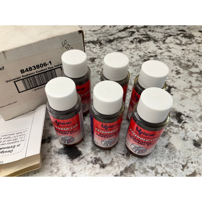 (6) Uview B483806 Extended-Life Radiator Coolant Dye Bottles 1 Oz