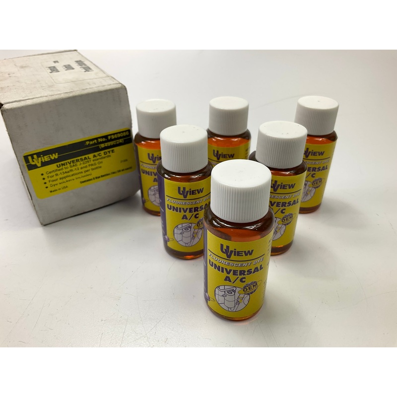 (6) Uview B499024 A/C Leak Detection Dye Bottles - 1 Oz Each