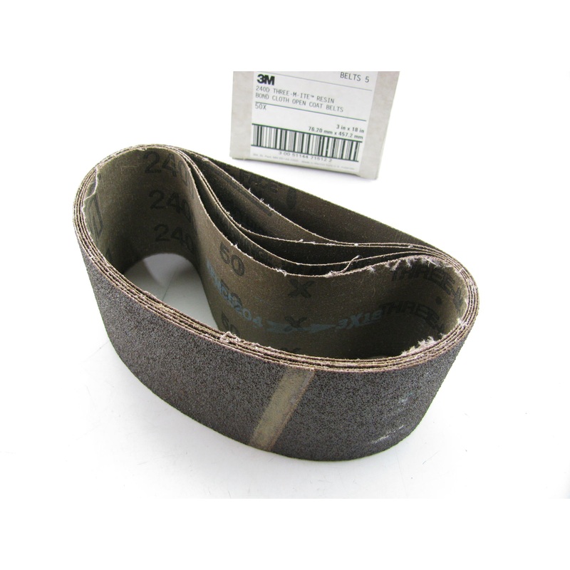 (BOX OF 5 Belts) 3M 240D Cloth Sanding Belt 3'' X 18'' 50X - 71512-51144