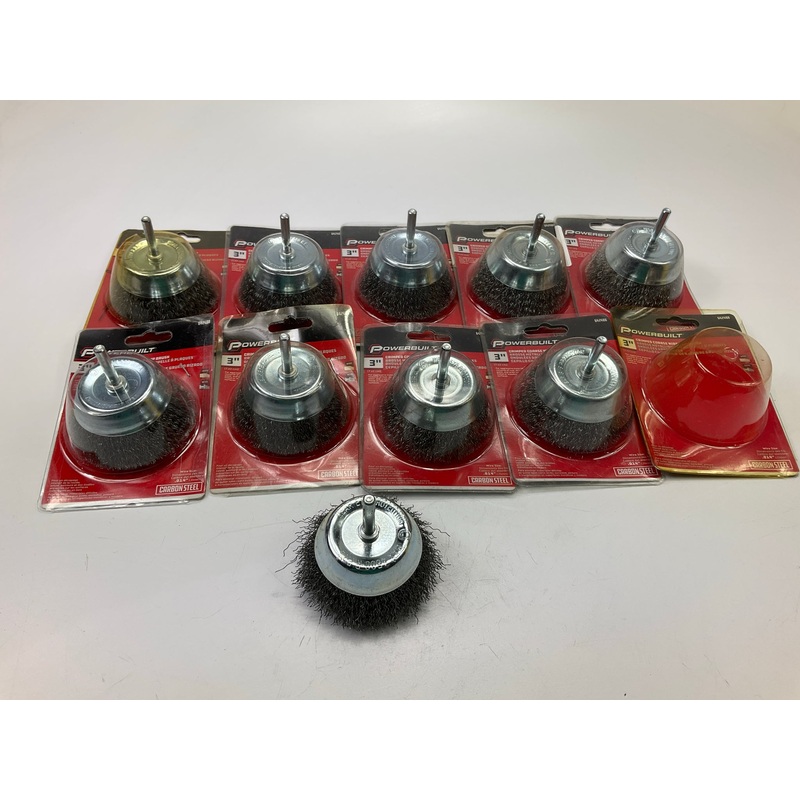 ( 10 Pieces) Powerbuilt 642488  3'' Crimped Coarse Steel Wire Cup Brush For Metal