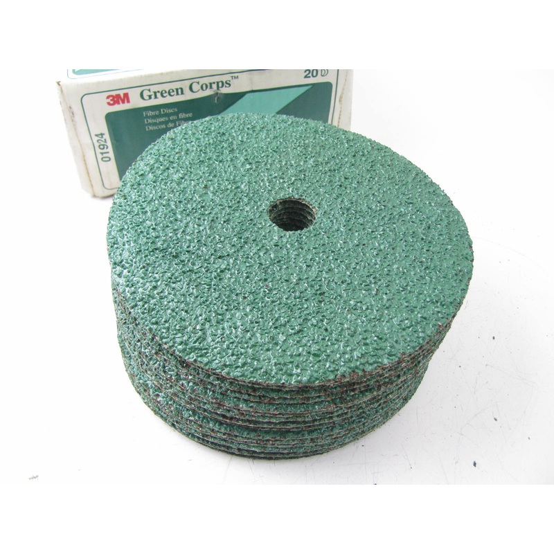 (19) 3M 01924 Green Corps 7'' X 7/8'' Grinding Sanding Fibre Discs, 16 Grade Grit