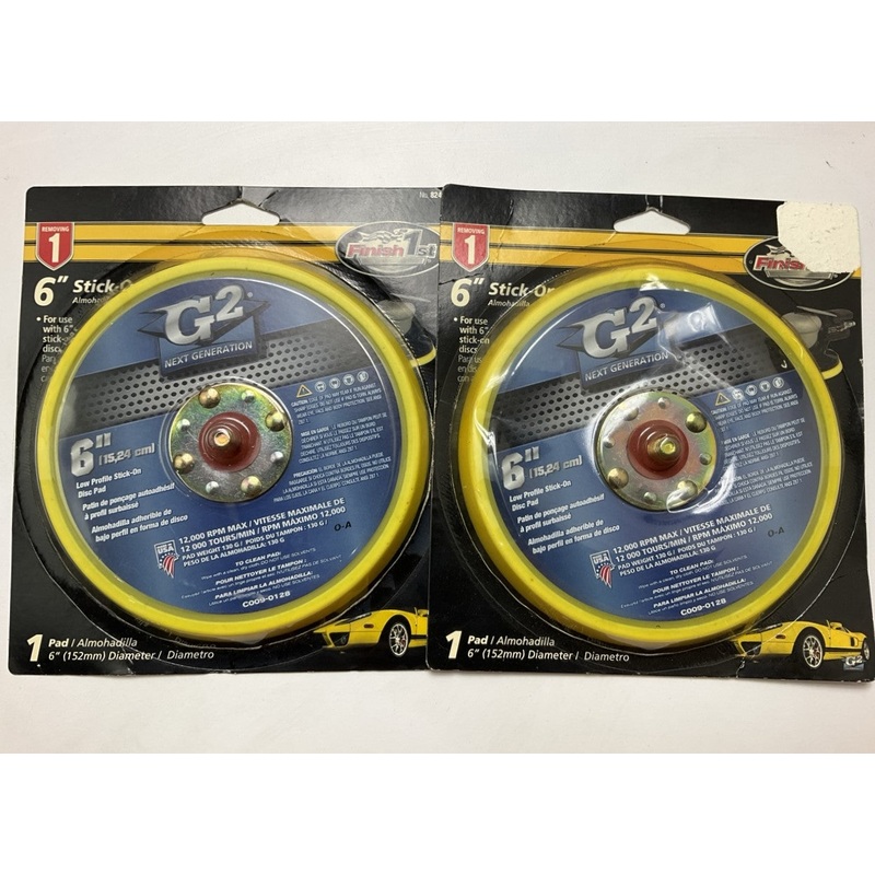 (2) Finish 1st 6'' Low Profile Stick-On Disc Pad For Sanding, Made In USA, 12,000