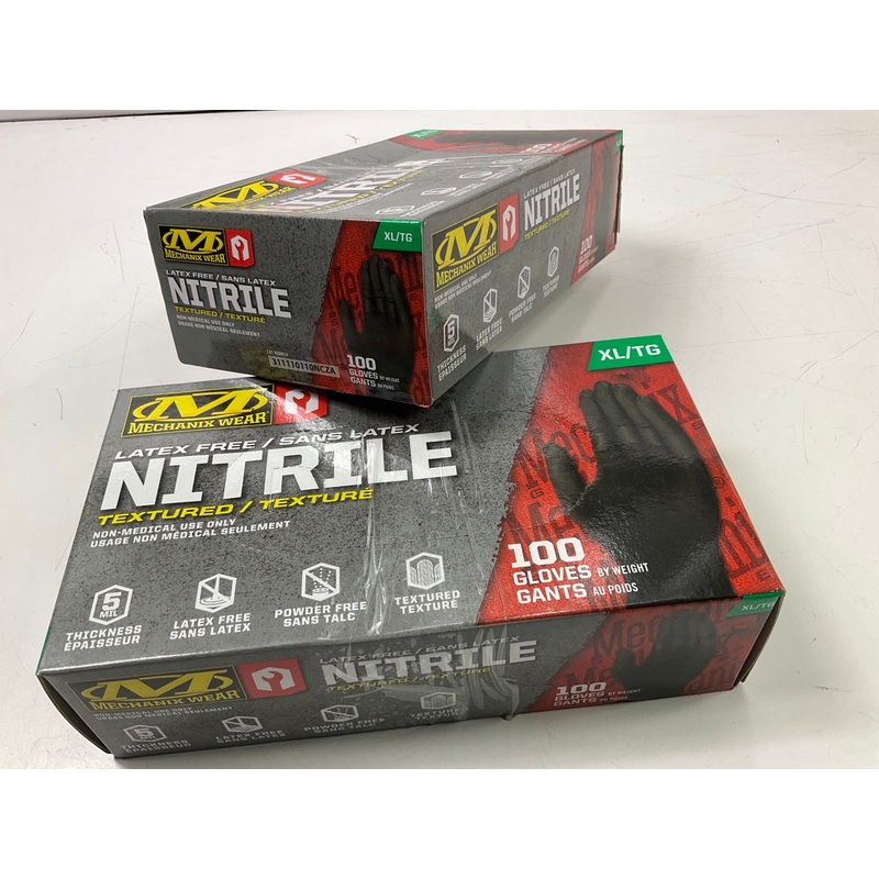 (2) Mechanix Wear D03-05-011-100 5 Mil Nitrile Gloves, Black, X-Large, 100/Box