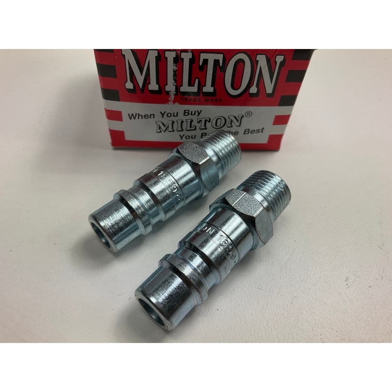 (2) Milton 1859 3/8'' Male NPT G-Style Plugs, Steel, Quick Release