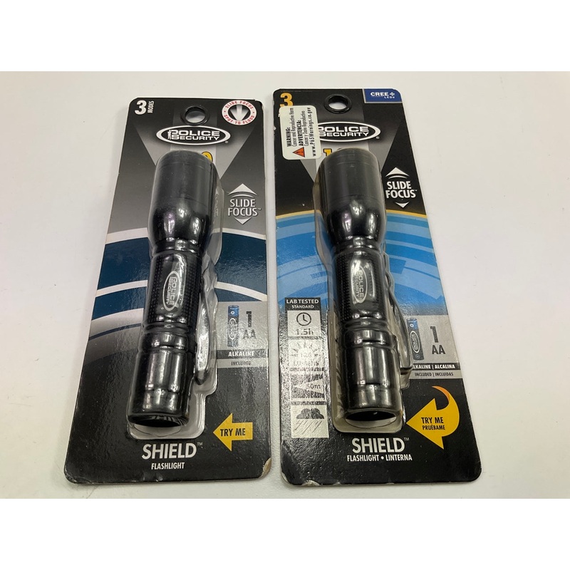 (2) Police Security 99815 Shield Series Flashlight, 120 Lumen LED, Black