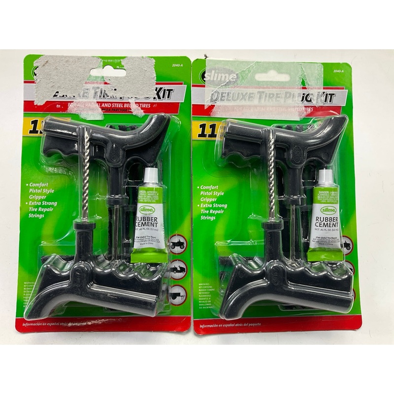 (2) Slime 2040A 11 Pc Car Truck Deluxe Tire Repair Reamer Plug Kit, Pistol Grip