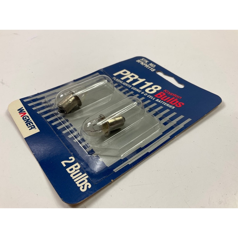 (2) Wagner PR18 Krypton Light Bulbs For Flashlights Using 6-D Cell Batteries