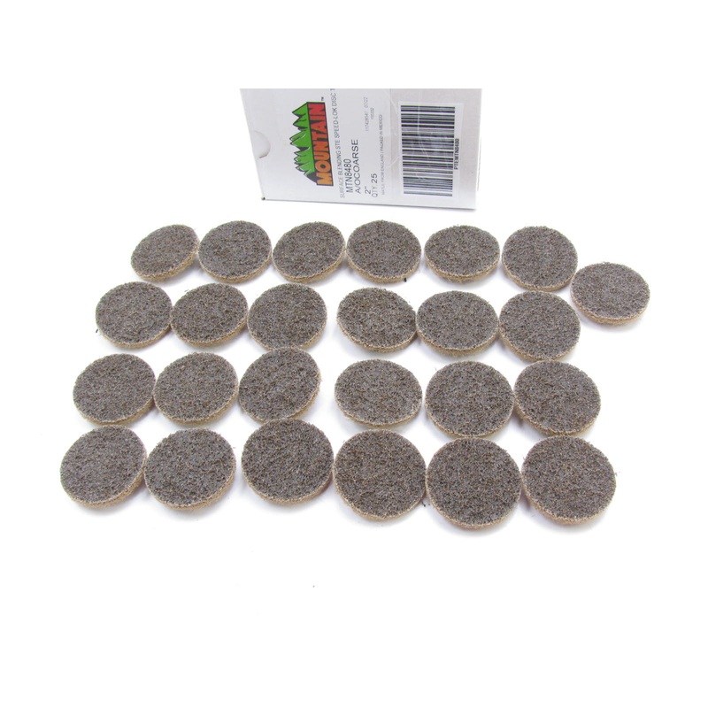 (25 Pcs) Mountain MTN8480 2'' Twist & Lock Surface Prep Blending Discs COARSE
