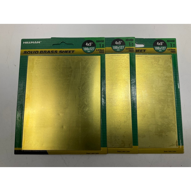 (3) Hillman 4-in X 5-in Brass Solid Sheet Metal, 0.010-in Thick
