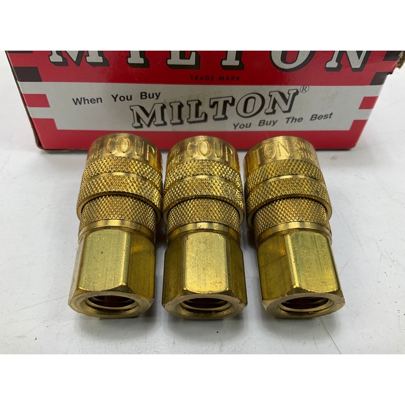 (3) Milton 715 M Style Coupler 1/4'' Female NPT Brass Body Kwick Change Coupler