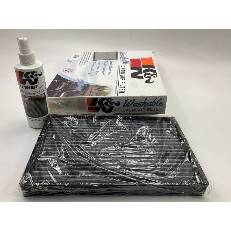 K&N VF3000 Washable Cabin Air Filter + REFRESH Spray Cleaner Bottle Bundle