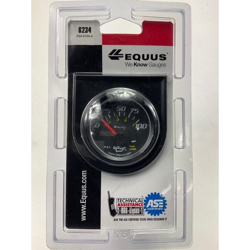 Equus 6234 Mechanical 2'' Oil Pressure Gauge, 0 To 100 PSI
