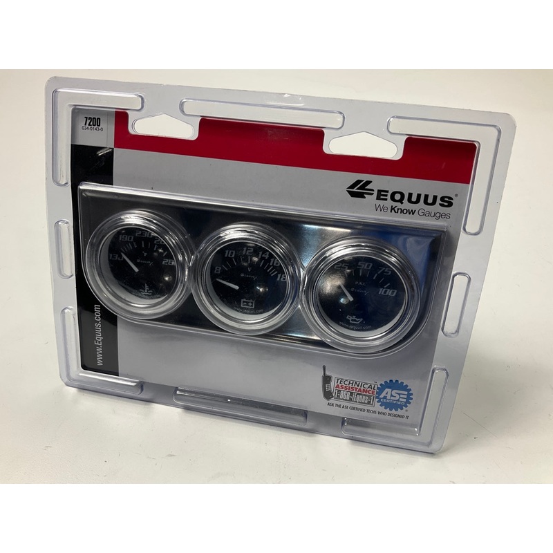 Equus 7200 2'' Chrome Triple Gauge Kit, Water Temperature / Oil Pressure / Volts
