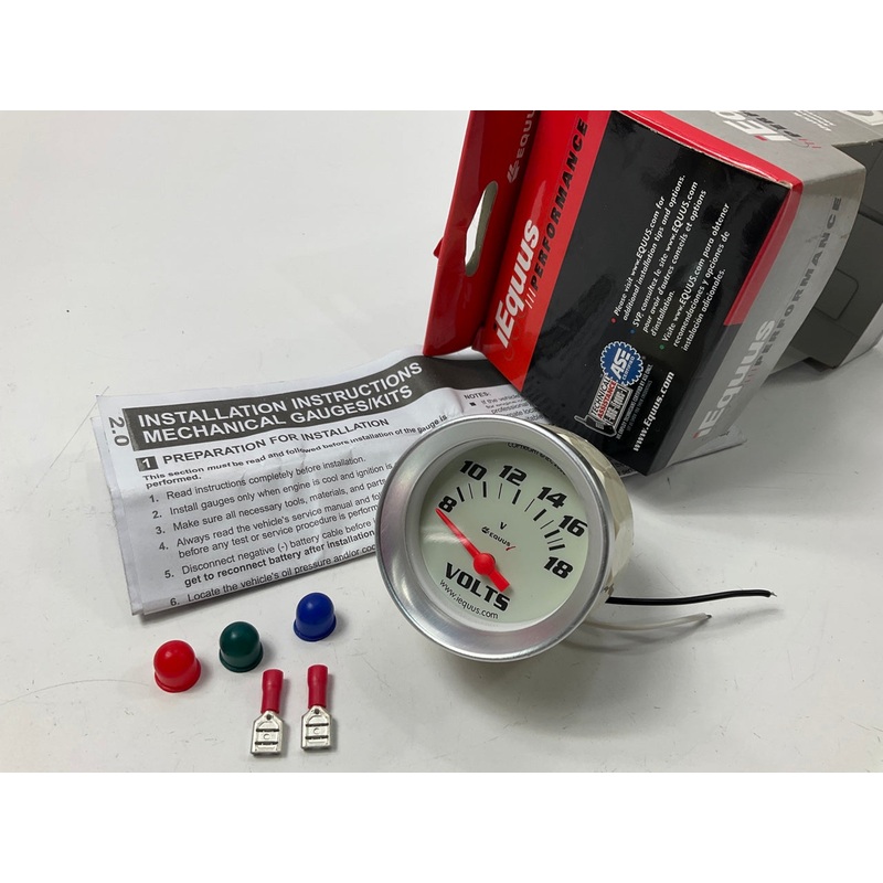 Equus 8268 2'' Analog Back-Lit Voltmeter Volt Gauge, 8 To 18 VDC, White Dial