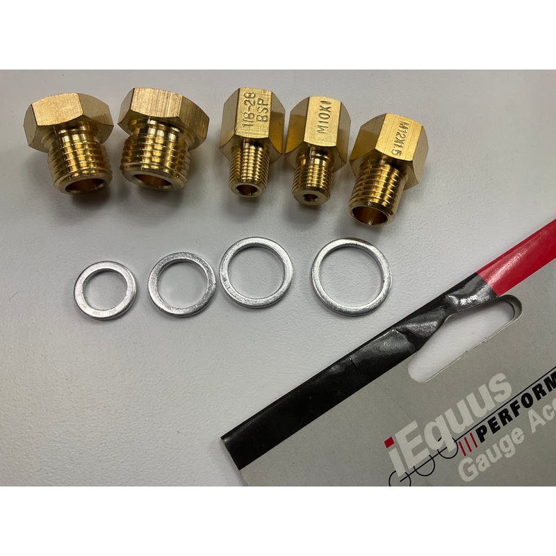 Equus 9848 Metric Oil Pressure / Temp Adapter Gauge Sender Brass Fittings Kit