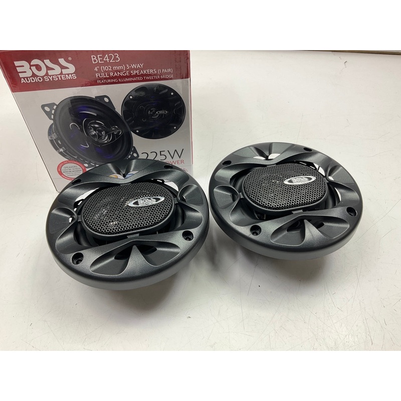 Boss BE423 4'' 3-Way Full Range Speakers (1 Pair) 225 Watts Blue LED