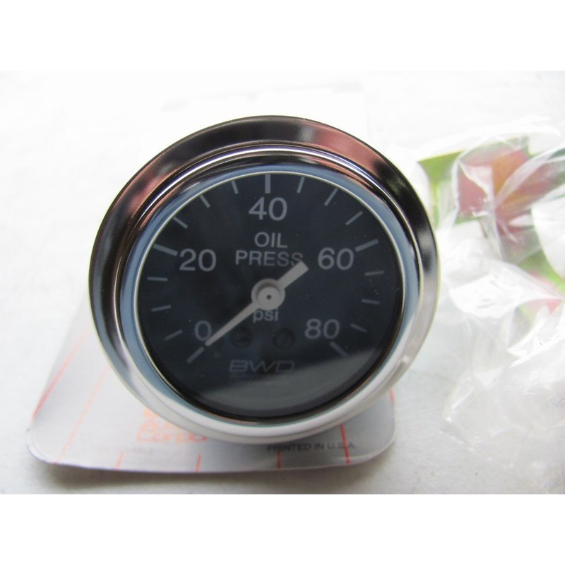 Vintage BWD GA20 Mechanical 2'' Oil Pressure Gauge, 0-80 PSI, Hot-rod Rat-rod