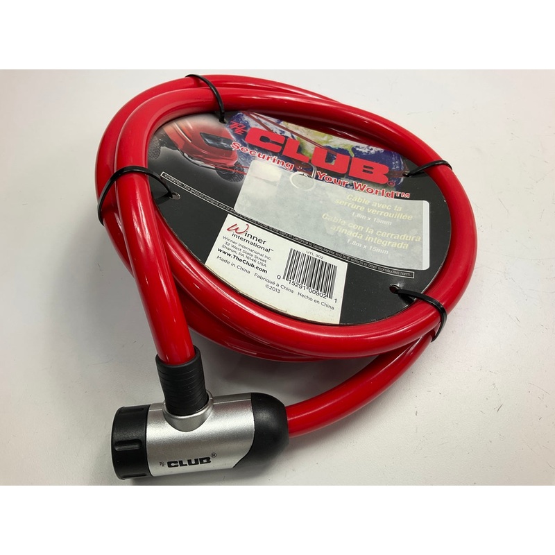 Winner International UTL902 The Club 6 Foot Keyed Cable Lock - Red