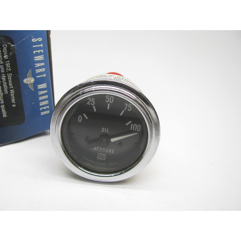 Stewart Warner Deluxe  Oil Pressure Gauge (electrical), Scale: 0-100 PSI,