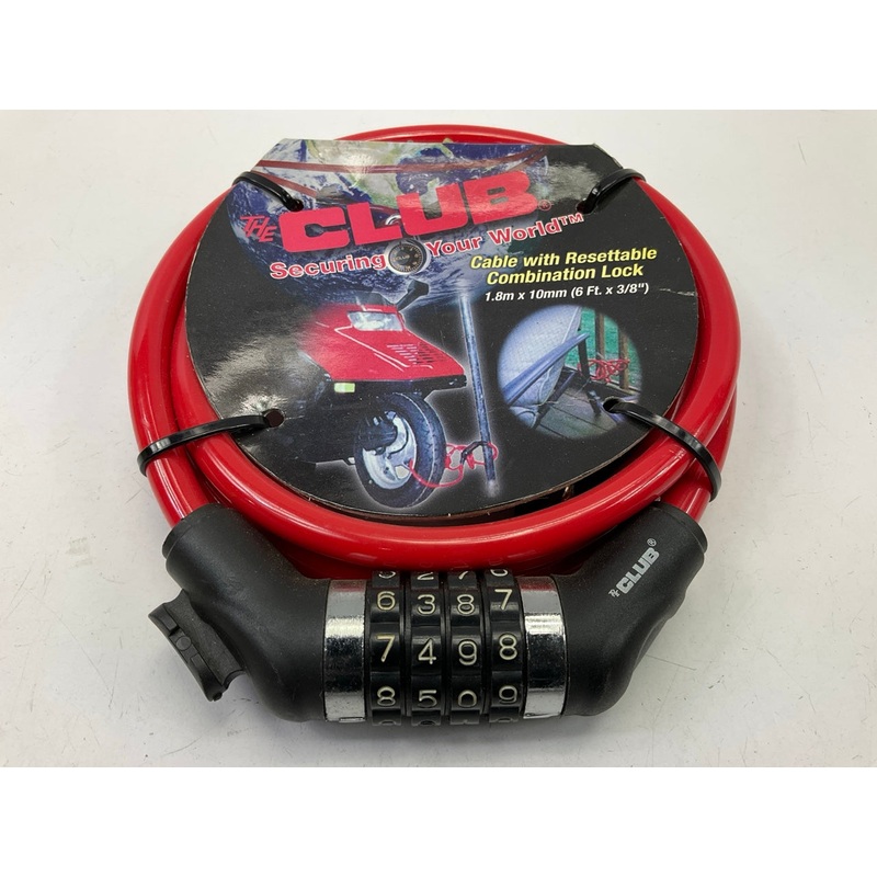 The Club 6' Long 3/8'' Thick Cable With Re-settable 4 Digit Combination Bike Lock