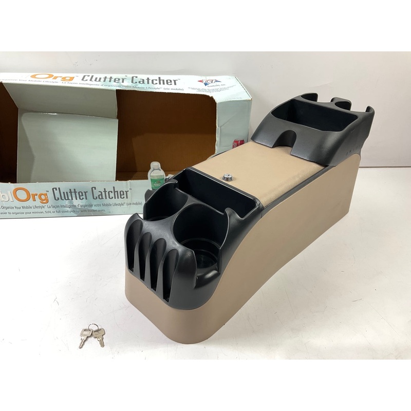 TSI 54214 Universal Truck SUV Clutter Catch Center Console, Tan, With Cup Holder