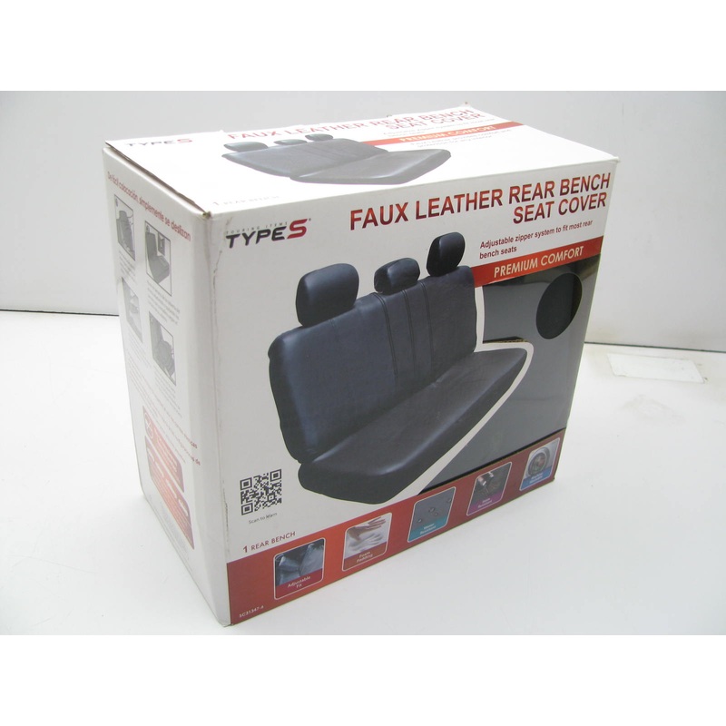 Type S SC31347-6 Type S Faux Leather Rear Seat Cover W/ Adjustable Zipper System