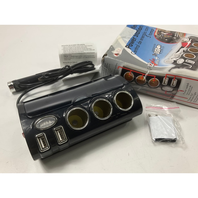 Bell 22-1-39279-8 5-Outlet 12V Power Station, Dash Mount, (2) USB + (3) 12V Port