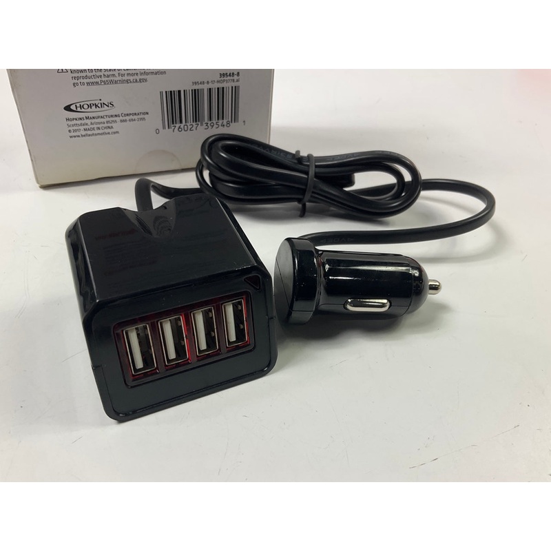 Bell 39548-8 12V 12 Volt Power Inverter W/ 4 USB Charging Charger Ports, 4 Feet
