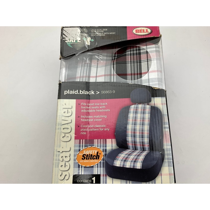 Bell 56863-9 UNIVERSAL Black Plaid Low-Back Bucket Seat Cover - ONE SIZE