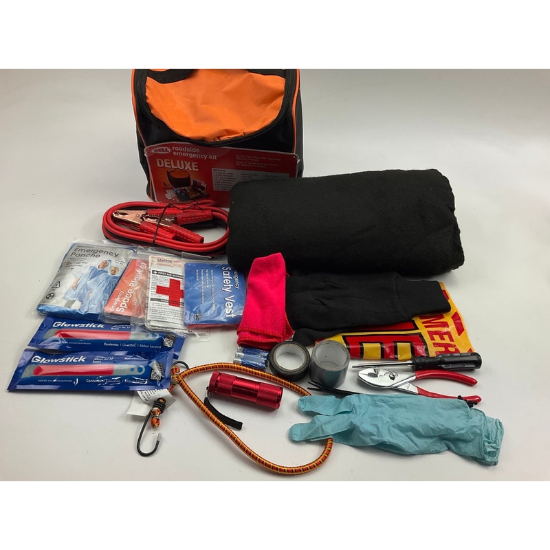 Bell 65111-8 Deluxe Roadside Emergency Kit W/ Booster Cables & Flashlight