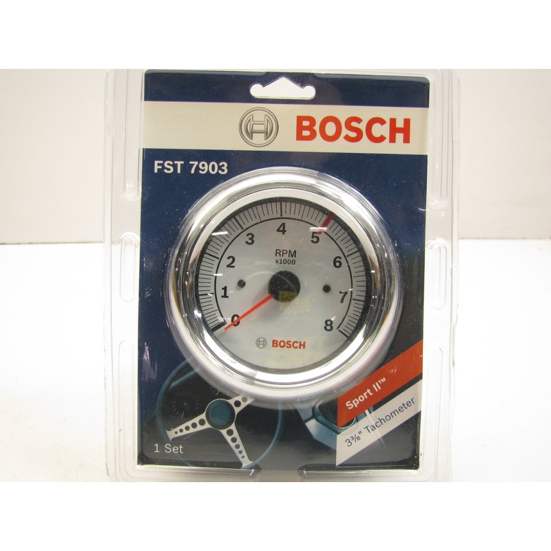 Bosch FST7903 3-3/8'' Sun Super Tach II Tachometer White / Chrome Bezel