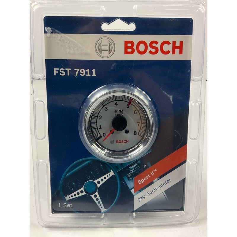 Bosch FST7911 Sport II 2-5/8'' Tachometer Tach Gauge (White Face) 0-8000 RPM
