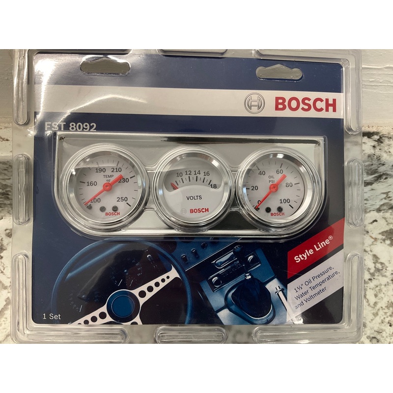 Bosch FST8092 Style Line 1-1/2'' Oil Pressure/Water Pressure/Voltmeter Gauge Set