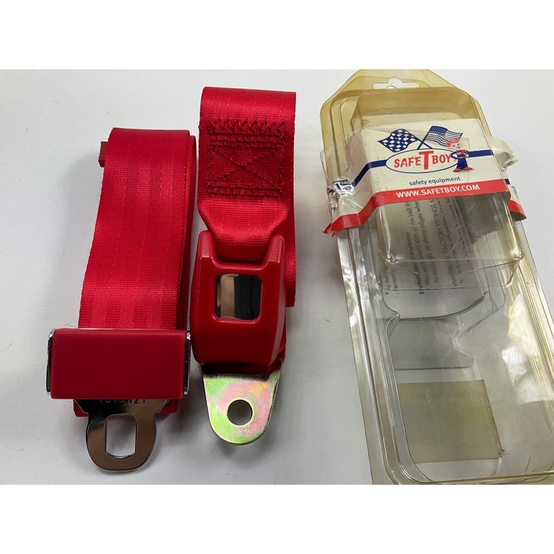 Safe-T-Boy STBSB2LSRD 2-point Red Lap Seat Belt With Buckle, Hot Rod, Rat Rod
