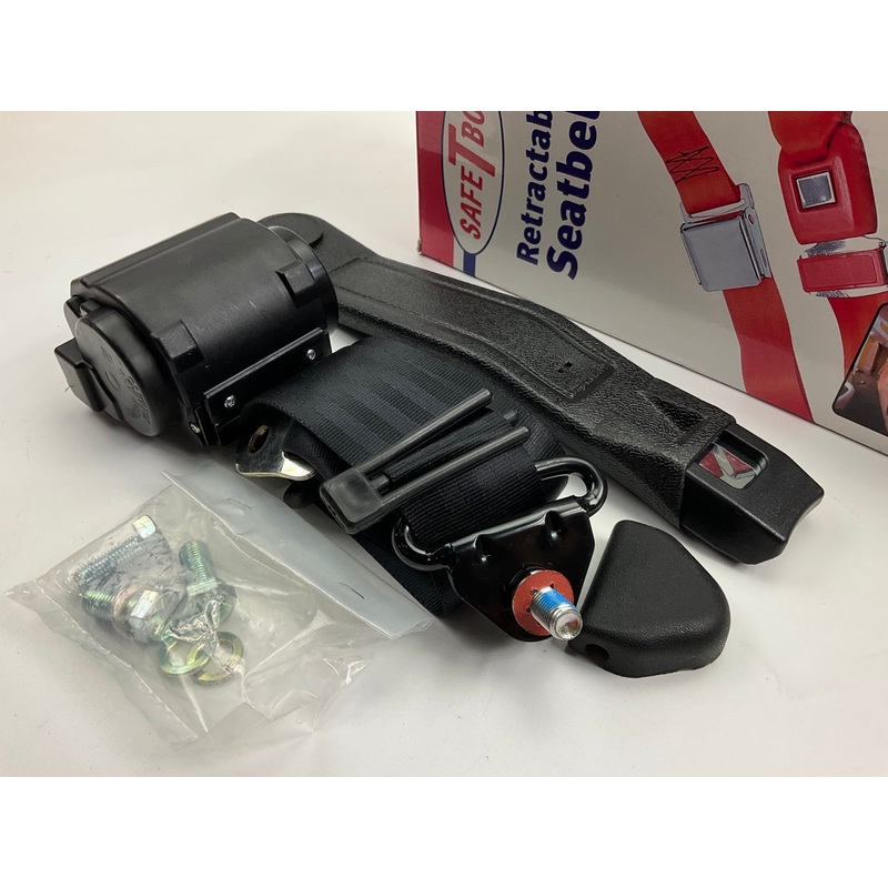 Safe-T-Boy STBSB3RSBK 3-Point Black Retractable Standard Seat Belt + Buckle Set