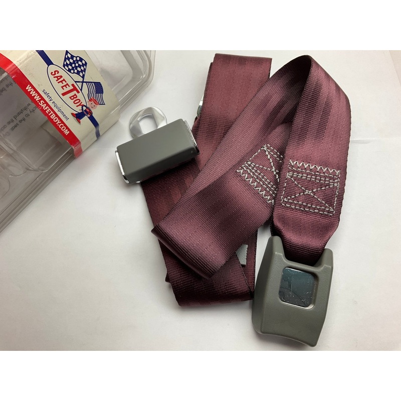 SafeTBoy STBSB2LSBG 2-Point Push Button Buckle Lap Seat Belt BURGUNDY Color