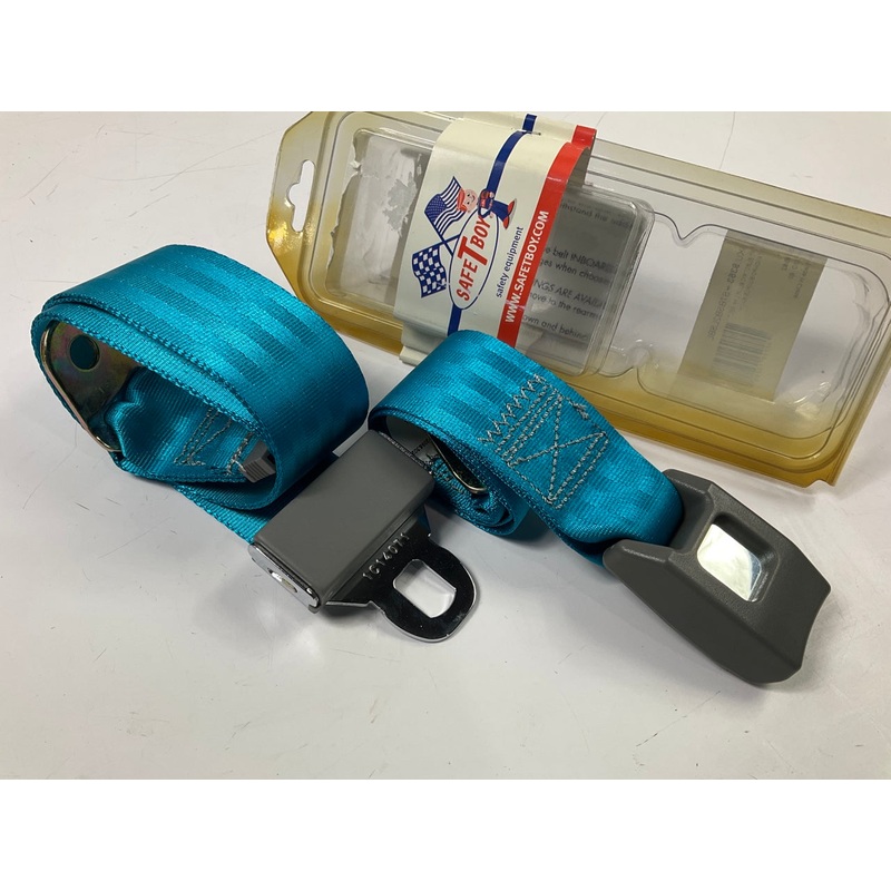 SafeTBoy STBSB2LSBL 2-Point Push Button Buckle Lap Seat Belt - Electric Blue