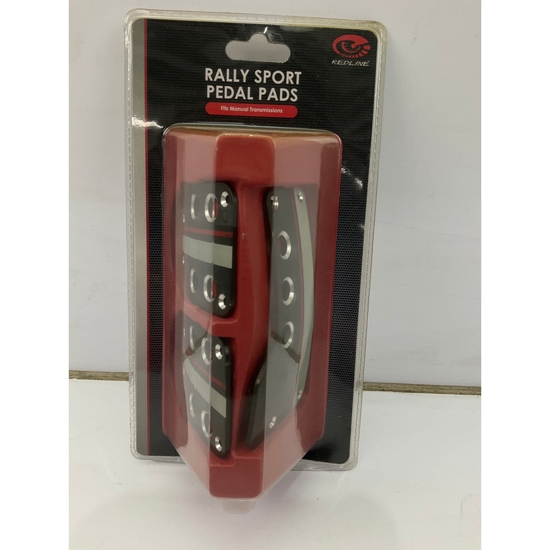 Pilot PM2388 Redline Rally Aluminum Manual Pedal Pad Set , Red & White Stripe