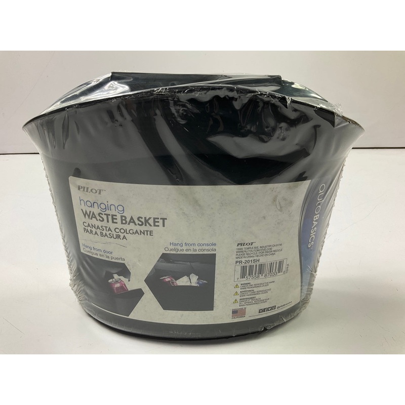 Pilot PR201SH Black Portable Waste Trash Basket