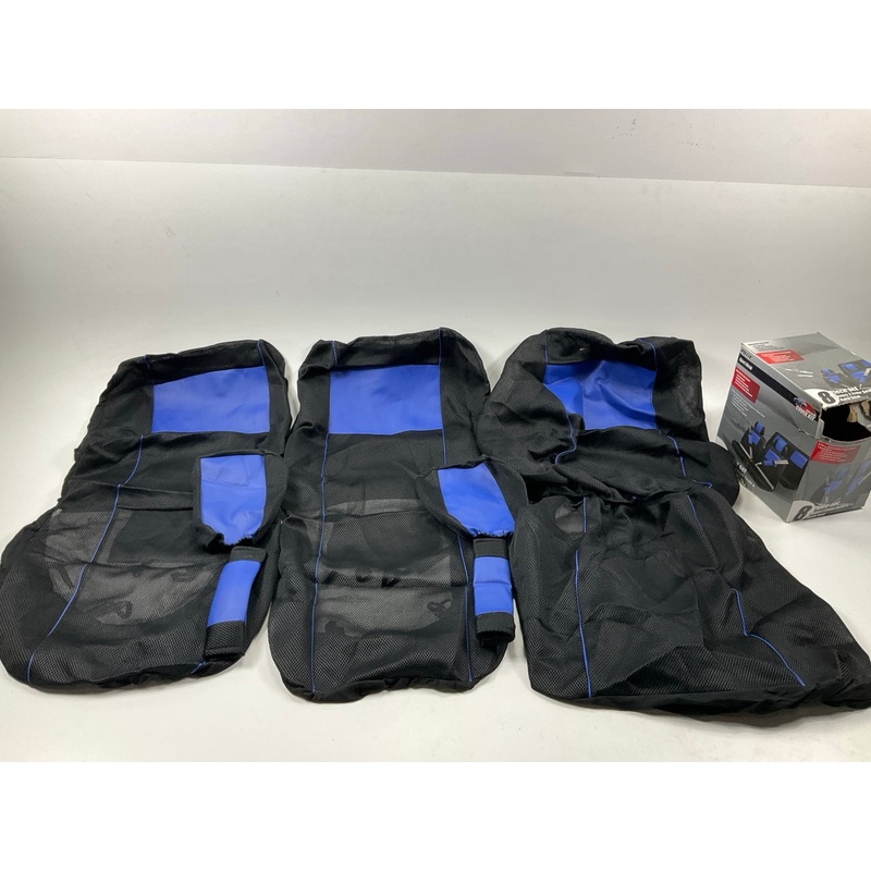 Pilot SC310B 8-PC Blue Sport Mesh Seat Cover Kit: (2) Front Seats & Rear Bench