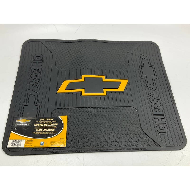 Plasticolor 001217 Rear Rubber 14'' X 17'' Floor Mat Black Yellow Bowtie Chevy GM