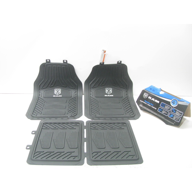 Plasticolor 001672 Black Rubber Floor Mats For Dodge Truck, With Logo, 27''x17.5''