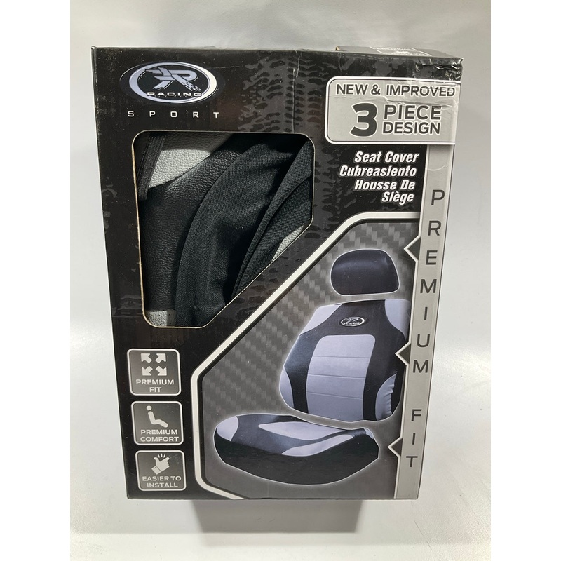 Plasticolor 008622R25 R Racing Sport Low Back 3 Piece Gray Seat Cover For 1 Seat