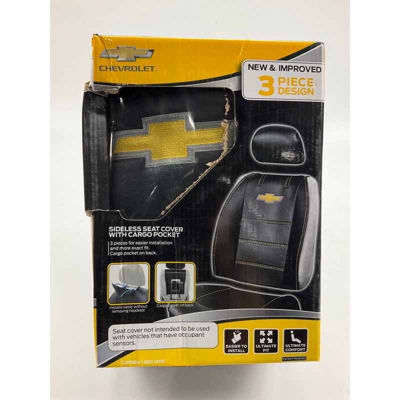 Plasticolor 8626 Deluxe Sideless Black Vinyl Seat Cover With Chevy Logo