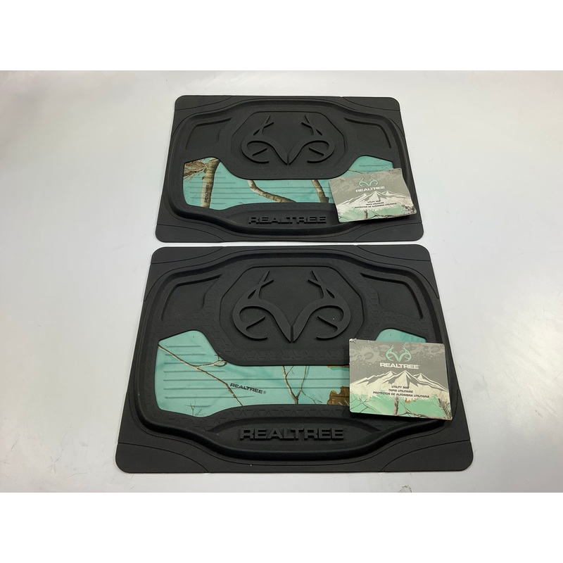 PAIR Cool Mint Camouflage Rubber Heavy Duty, Trim To Fit Rear Floor Mat 17''x13''