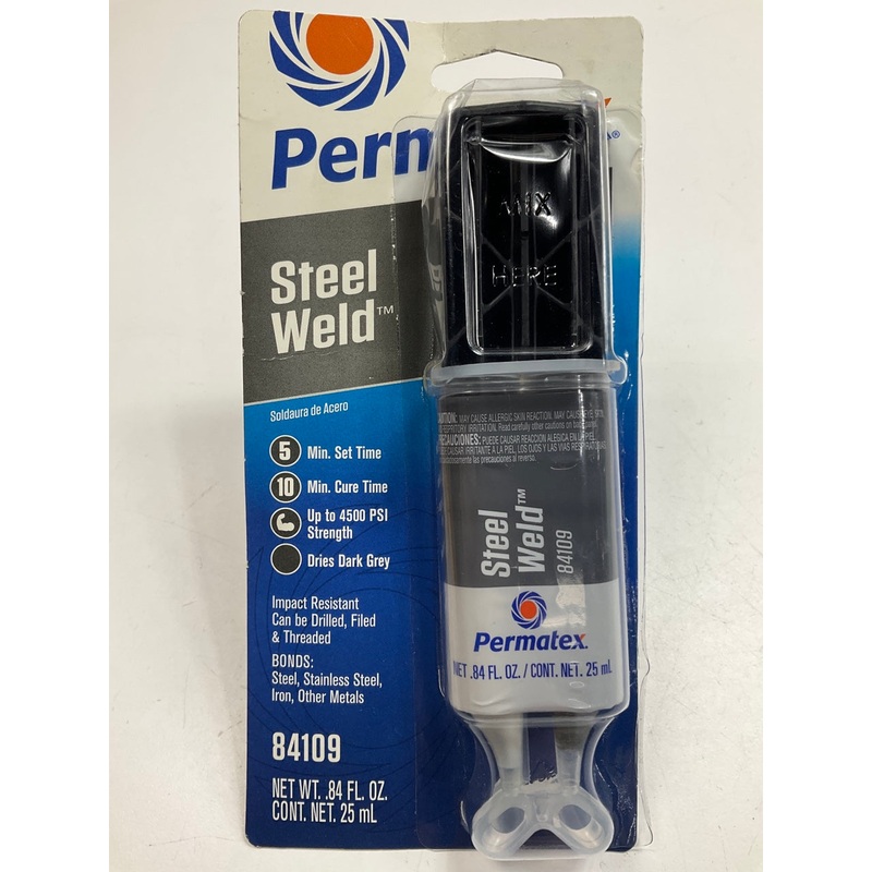 Permatex 84109 STEEL WELD Epoxy, Gray, Liquid, 0.84 Oz Syringe