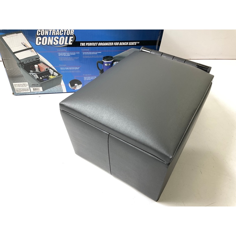 Pilot 124809 Contractor Center Console, Cup Holder, Padded Lid Armrest, Grey