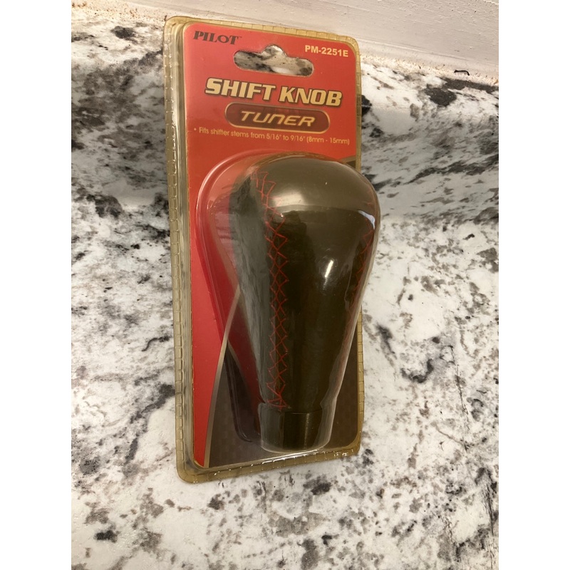 Pilot Automotive PM-2251E Black Leather Manual Shift Knob With Red Stitching