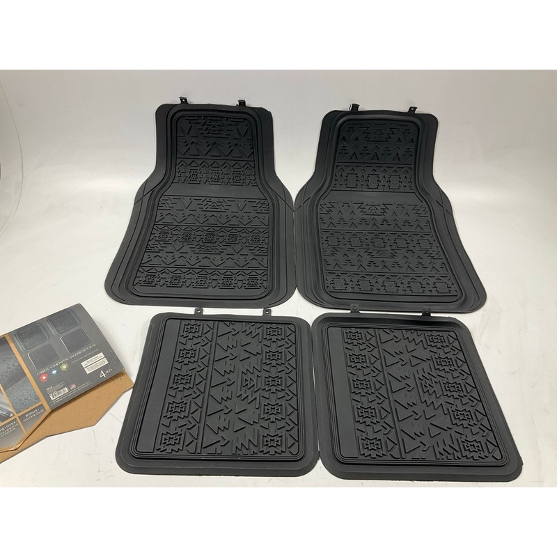Pilot FM-337E - 4pc Aztec Rubber Floor Mat, BLACK