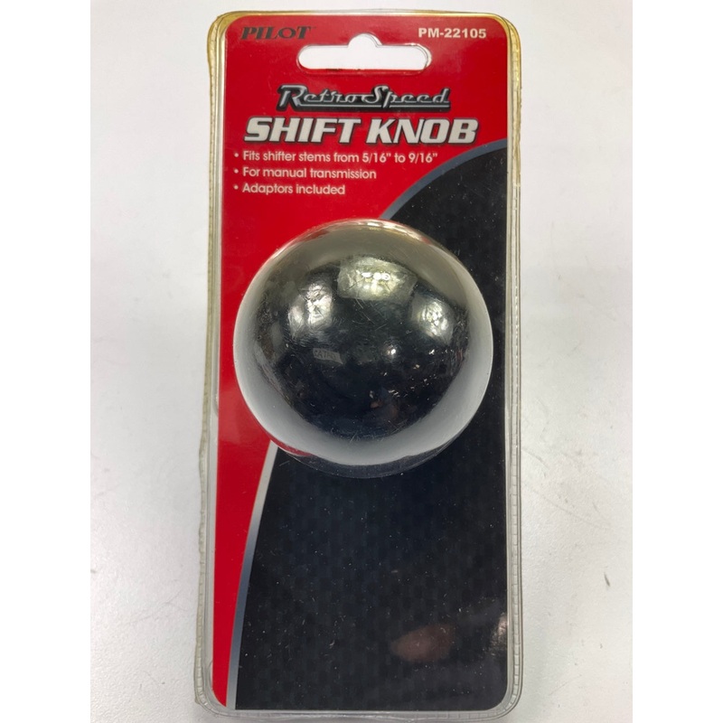 Pilot PM-22105 Manual Retro Black Shift Knob For Stems From 5/16'' To 9/16''